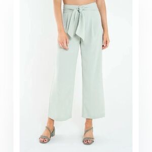 NAF NAF Sage Green Wide Leg Tie-Front Pants chic